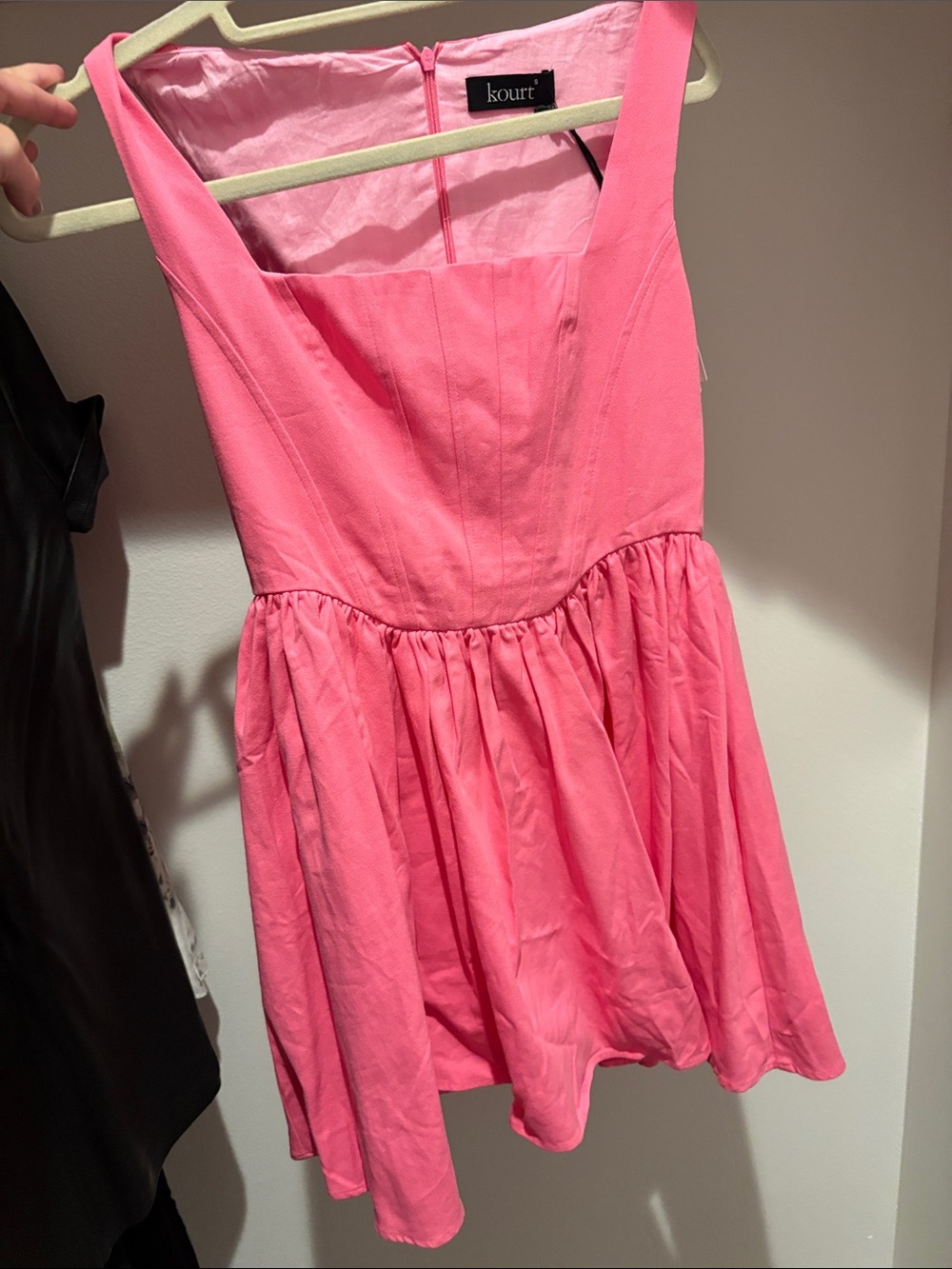 Kourt Pink Sleeveless Square-Neck Mini Dress